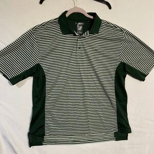 Willow Pointe Willowtec Mens XL Polo Shirt Green White Striped Vented Mesh Sides